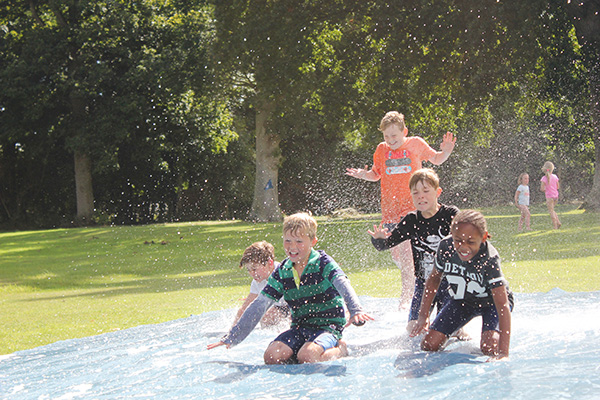 Cooling off on the water slide...