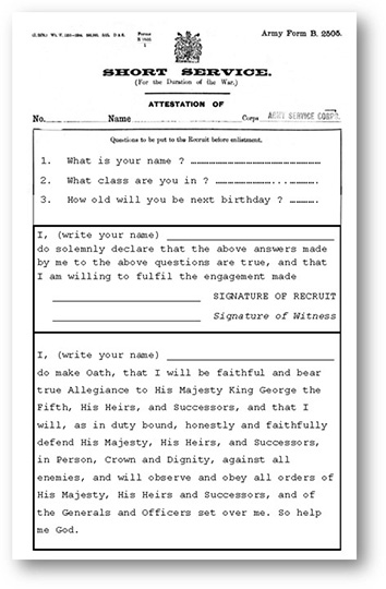 Short Service attestation form