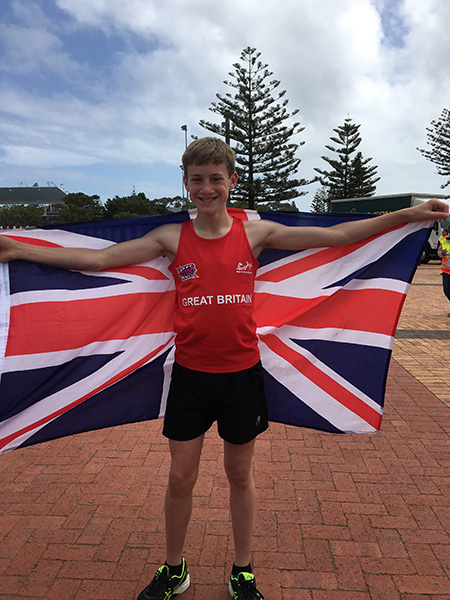 Oliver L at the World Laser Run Finals in South Africa where he won two silver medals