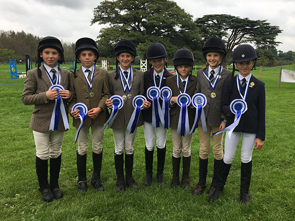 Hazlegrove riders with their rosettes at the Leweston Inter-Schools Show Jumping Competition