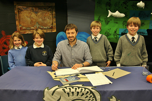 Alex Hibbert, Polar Explorer, signing books for the children after his talk