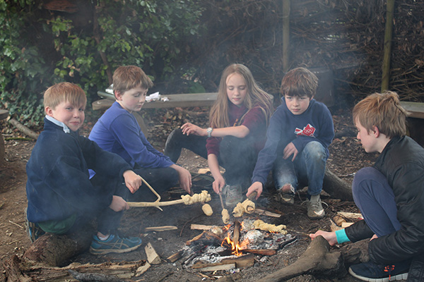 Boarders' bonfire with damper bread