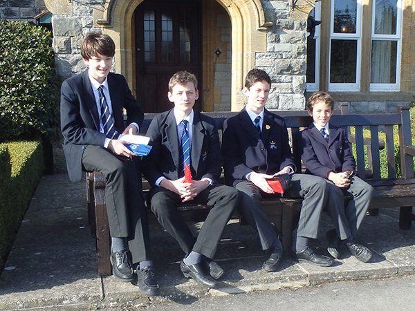 Hazlegrove and King's Bruton boys at Millfield for the UKMT Team Maths Challenge