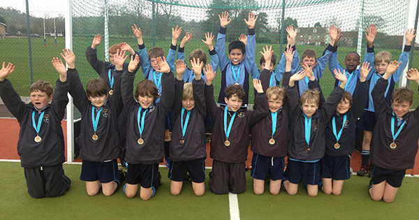 The U9 Hockey teams with their medals from the Millfield Hockey Tournaments