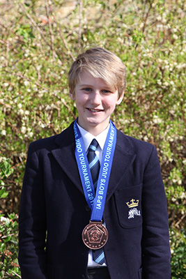 Joe C with his Bronze medal from the IAPS Judo Championships