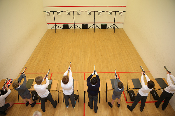 Laser Shooting Club in the squash courts