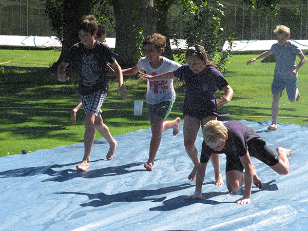 Cooling down on the water slide